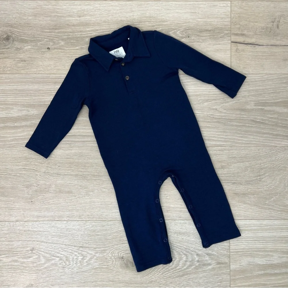 Little Sleepies Navy Blue Polo Romper